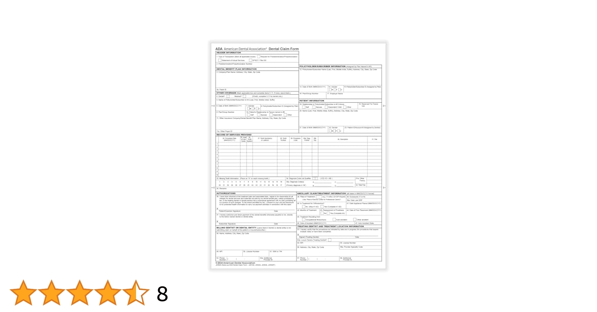 Amazon ComplyRight ADA Dental Claim Forms 2024 Version Box Of 2 500 8 1 2 X 11 Laser Printed Insurance Claim Form Office Products
