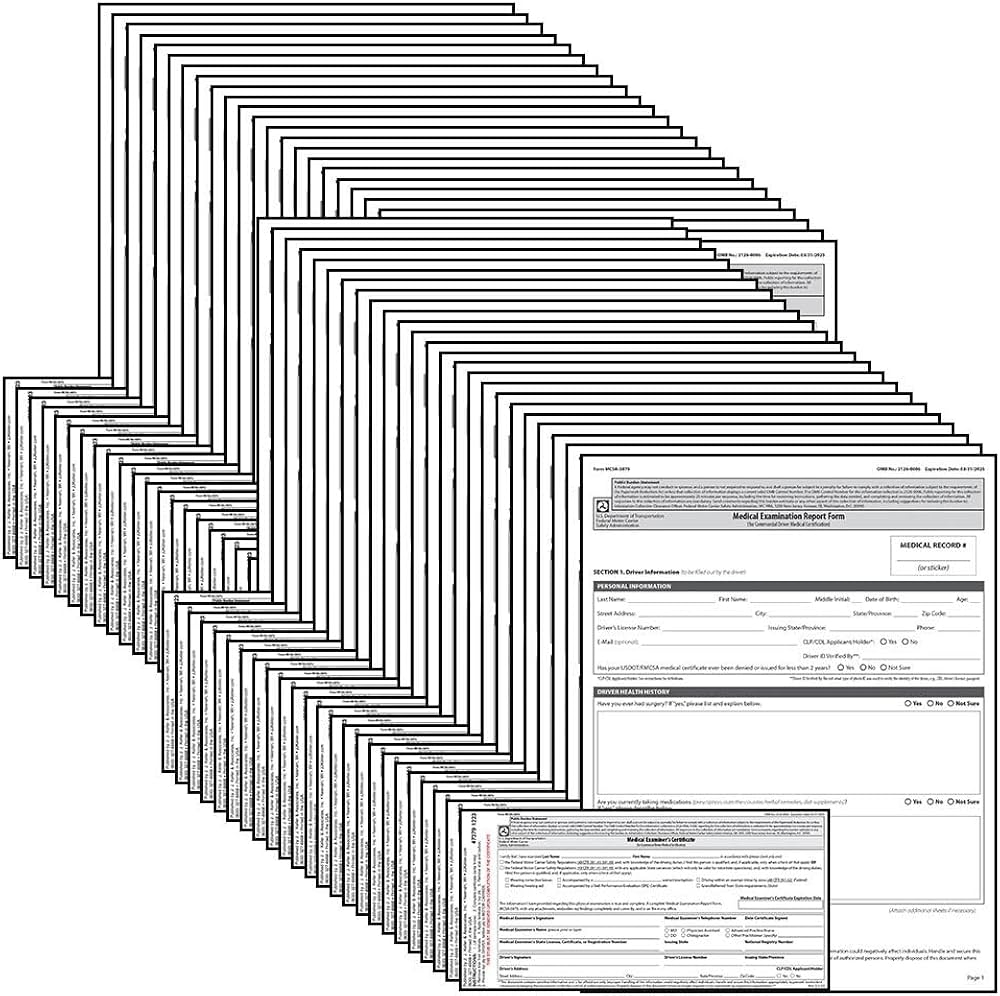 Amazon DOT Medical Exam Certificate Report Form Combo 50 pk Helps You Comply With 49 CFR 391 43 DOT Medical Card Requirement J J Keller Associates Inc Office Products