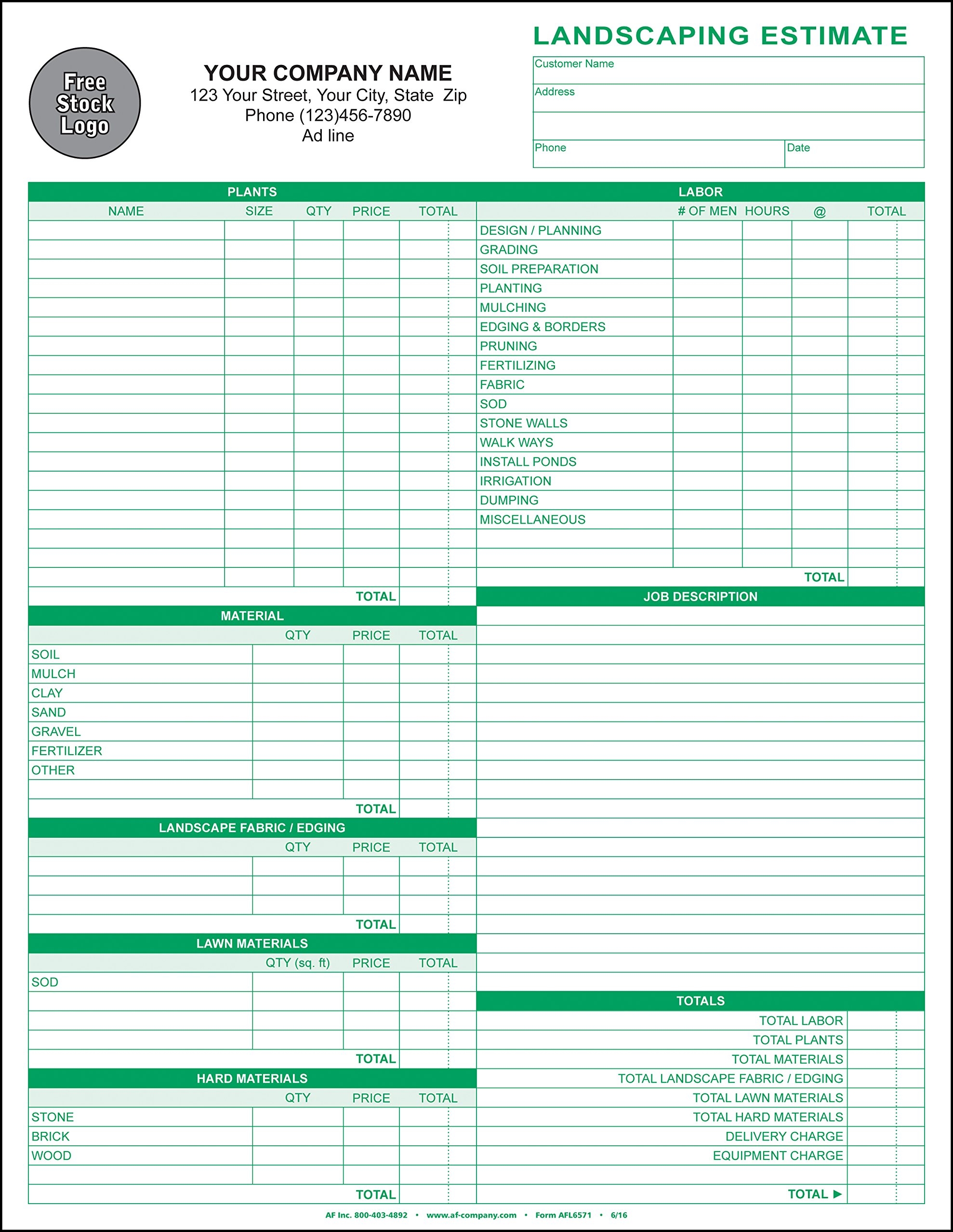Amazon Landscaping Lawn Care Estimate 3 Copy Triplicate 8 5 x11 Personalized 100 Forms Office Products Amazon Landscaping Lawn Care Estimate 3 Copy Triplicate 8 5 x11 Personalized 100 Forms Office Products