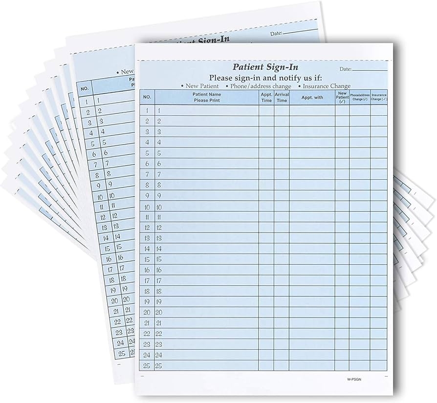 Amazon NextDayLabels NCR Carbonless 3 Part Patient Sign In Label Forms HIPAA Approved And Compliant For Confidentiality In All Medical Offices Blue Office Products