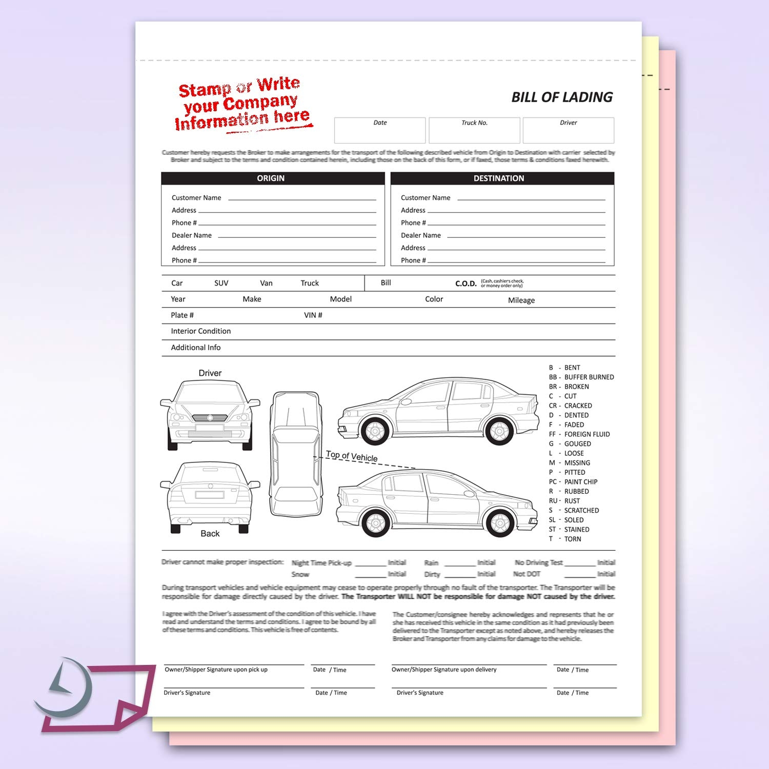 Amazon NextDayLabels Vehicle Transport Bill Of Lading BOL Form 3 Part Carbonless 100 Sets Letter Size Forms Office Products Amazon NextDayLabels Vehicle Transport Bill Of Lading BOL Form 3 Part Carbonless 100 Sets Letter Size Forms Office Products