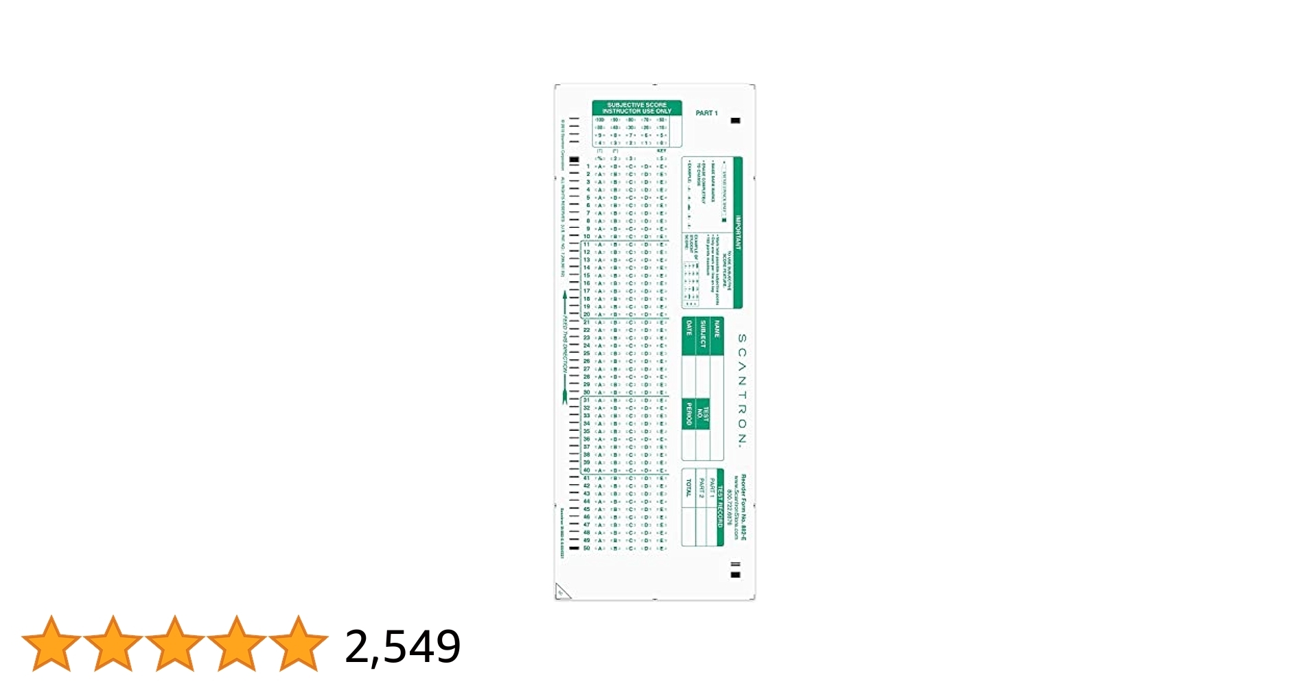 Amazon Official SCANTRON Brand 882 E Answer Sheet 500 Pack Office Products