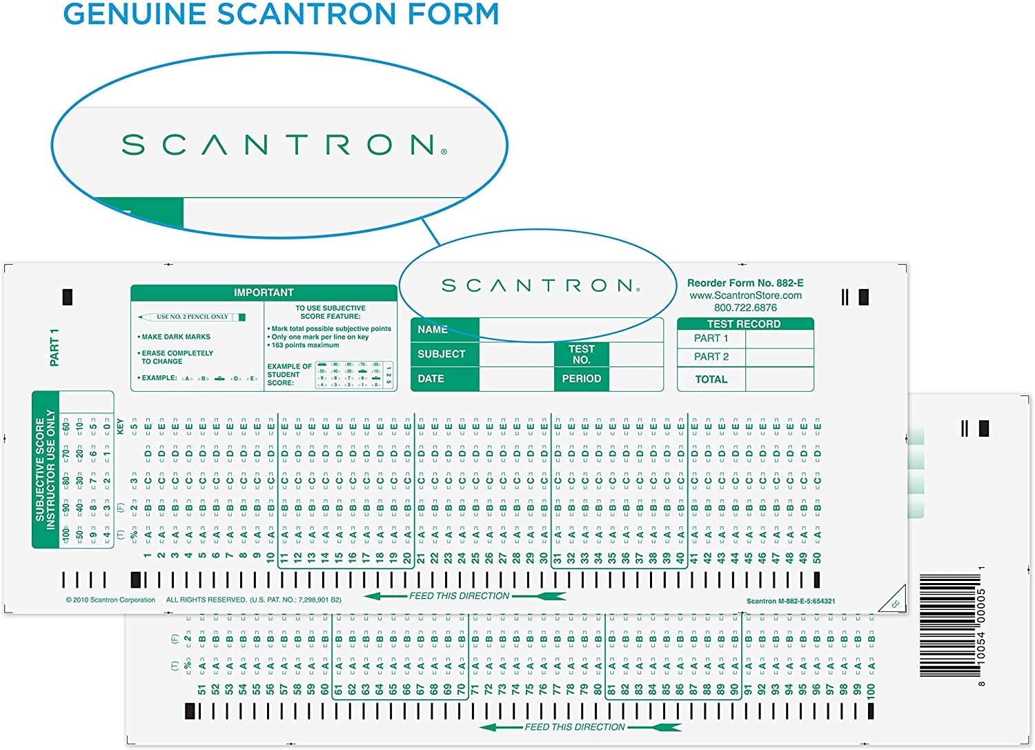 Amazon Official SCANTRON Brand 882 E Answer Sheet 500 Pack Office Products