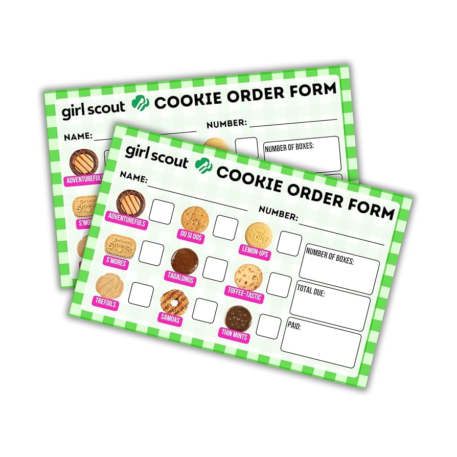 Amazon Scout Cookie Order Forms 50 Pk 5 5 X 8 5 Papers Green Checkered Thanks For Supporting Troop Number Enjoy Your Girl Cookies Troop Leader Daisy Brownie Junior Cadette Cookie Dealer Supplies 