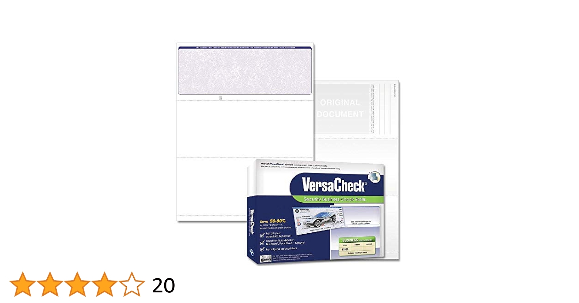 Amazon VersaCheck Secure Checks 1000 Blank Business Voucher Checks Blue Classic 1000 Sheets Form 1000 Check On Top Office Products