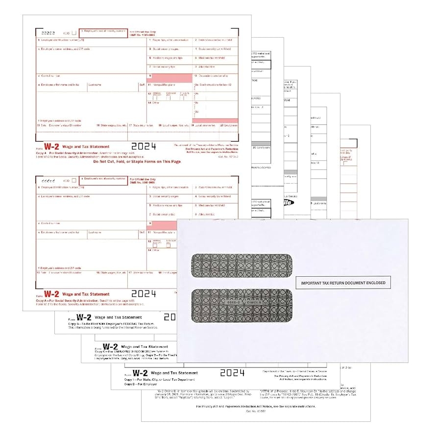 Amazon W2 Forms 2024 6 Part Tax Forms 25 Employee Kit Of Laser Forms 25 Self Seal Envelopes Included Compatible With QuickBooks And Accounting Software Office Products