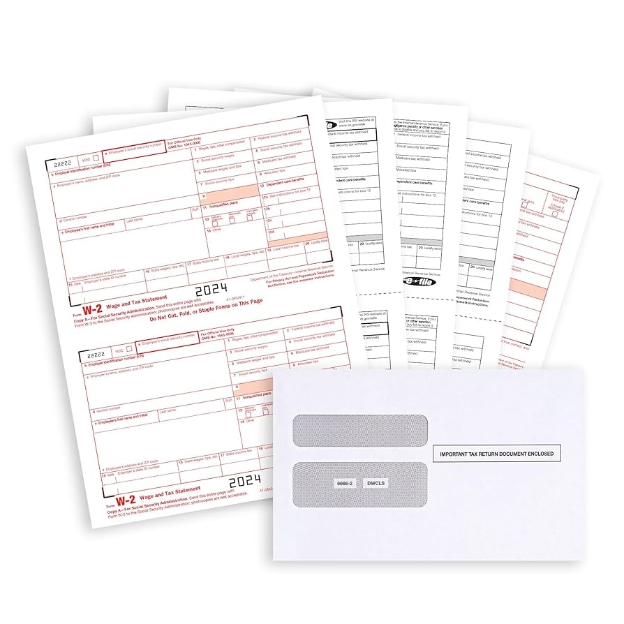 Amazon W2 Forms 2024 6 Part Tax Forms 50 Employee Kit Of Laser Forms Compatible With QuickBooks And Accounting Software 50 Self Seal Envelopes Included Office Products