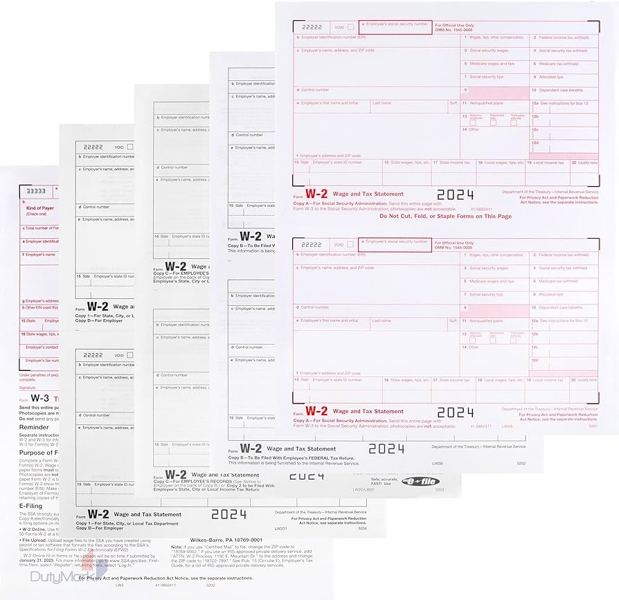 Amazon W2 Tax Forms For 2024 4 Part IRS Compatible W2 Forms For 25 Employees Compatible With Quickbooks Software Laser Inkjet Printers Envelopes NOT Included Office Products