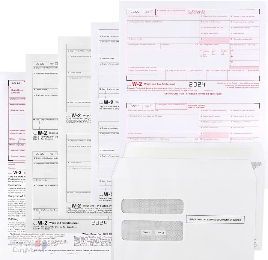 Amazon W2 Tax Forms For 2024 4 Part IRS Compatible W2 Forms For 25 Employees Compatible With Quickbooks Software Laser Inkjet Printers Includes 25 Self Sealing Envelopes Office Products