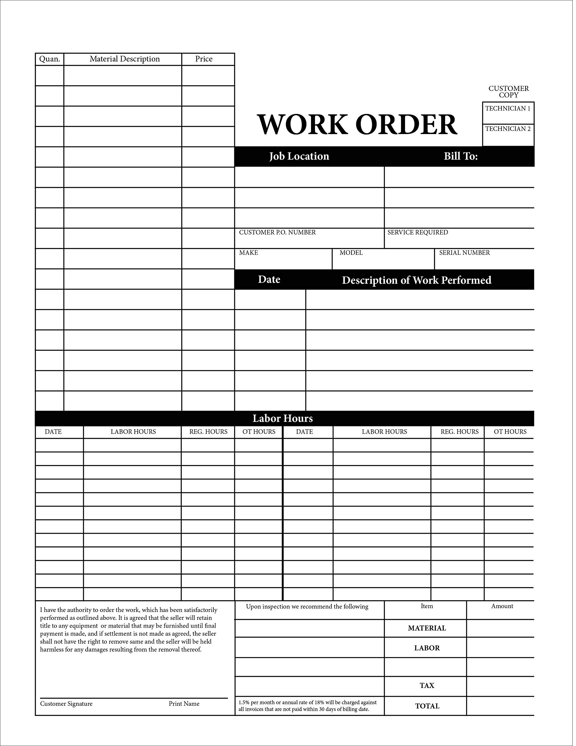 Amazon Work Order Form 2 Part Carbonless Form 100 Pack Office Products Amazon Work Order Form 2 Part Carbonless Form 100 Pack Office Products
