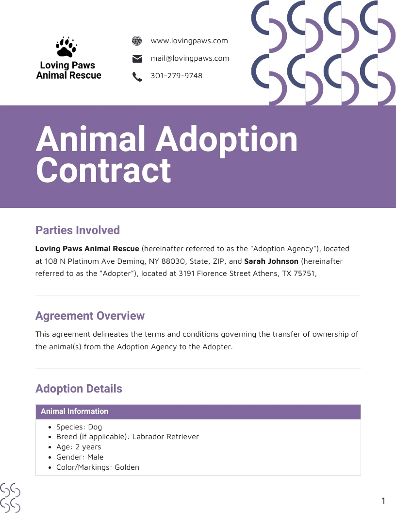 Pet Adoption Forms Printable Tx