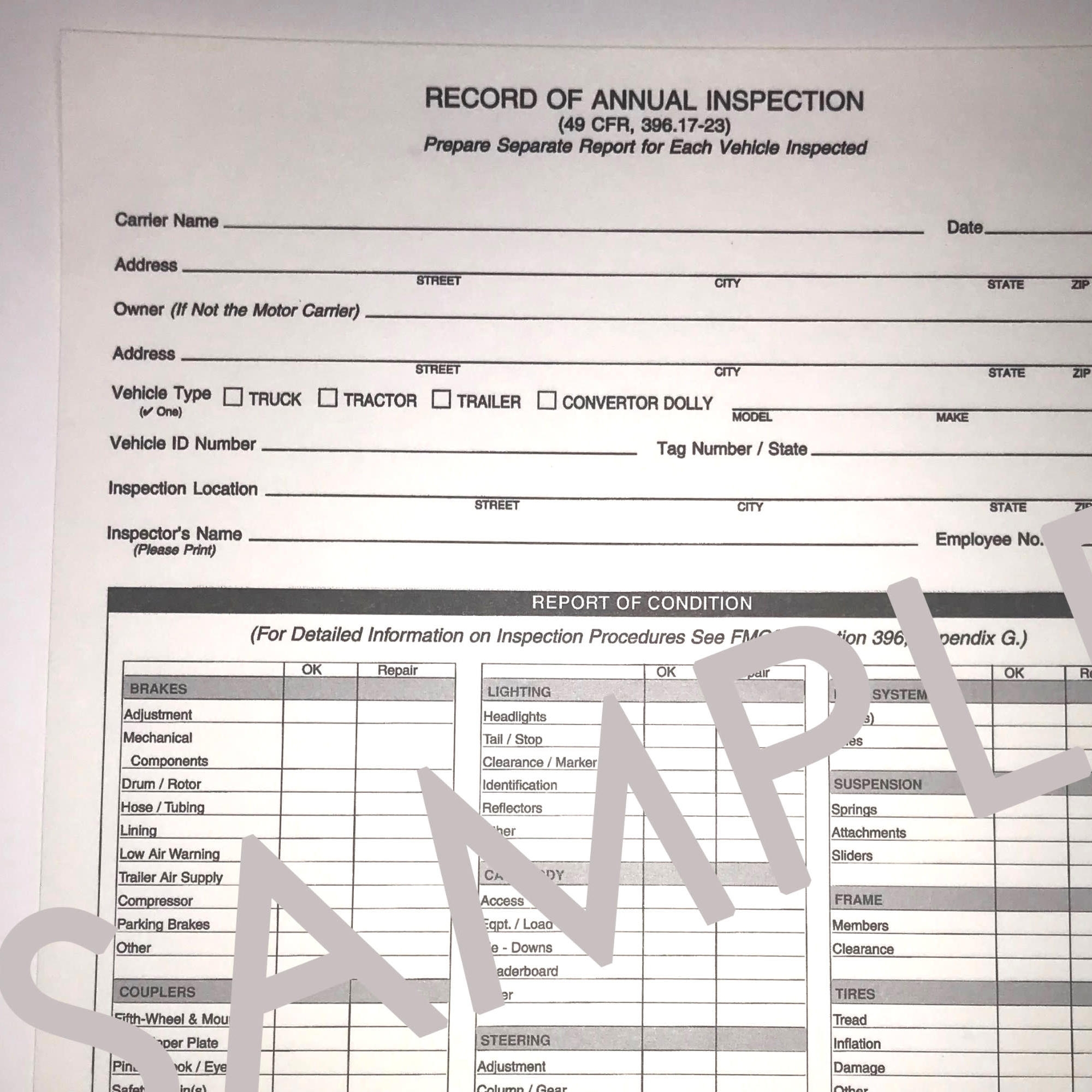 Annual Inspection Form South Carolina Trucking Association