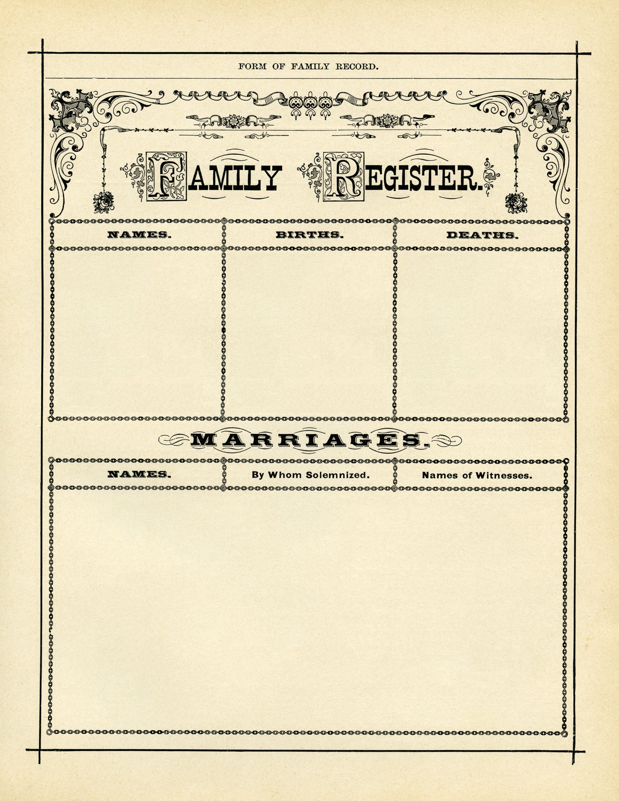 Antique Form Of Family Record Free Digital Graphics The Old Design Shop