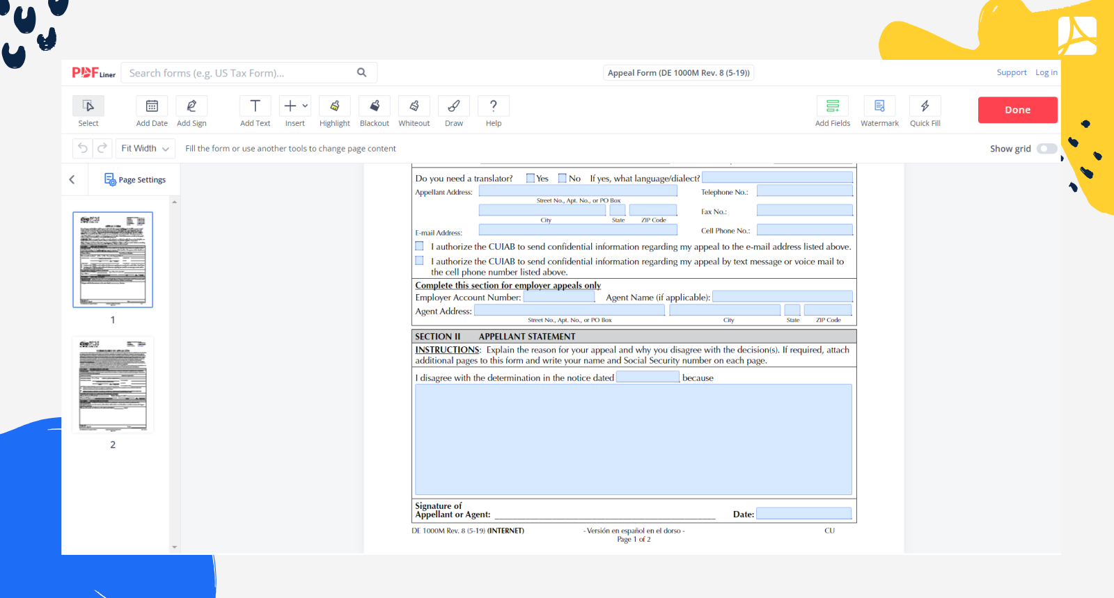 De 2501 Printable Form