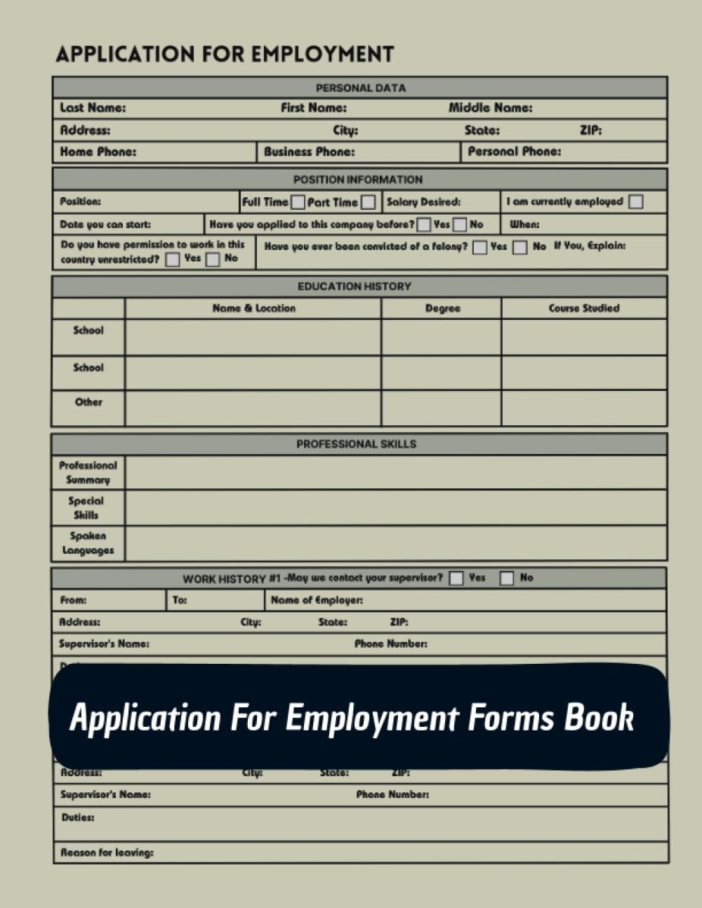 Printable Generic Job Application Form