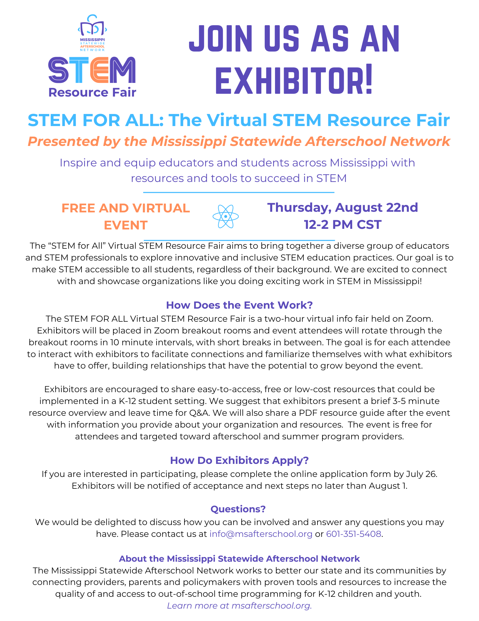 Apply To Be A 2024 STEM Resource Fair Exhibitor Mississippi Afterschool Network Apply To Be A 2024 STEM Resource Fair Exhibitor Mississippi Afterschool Network