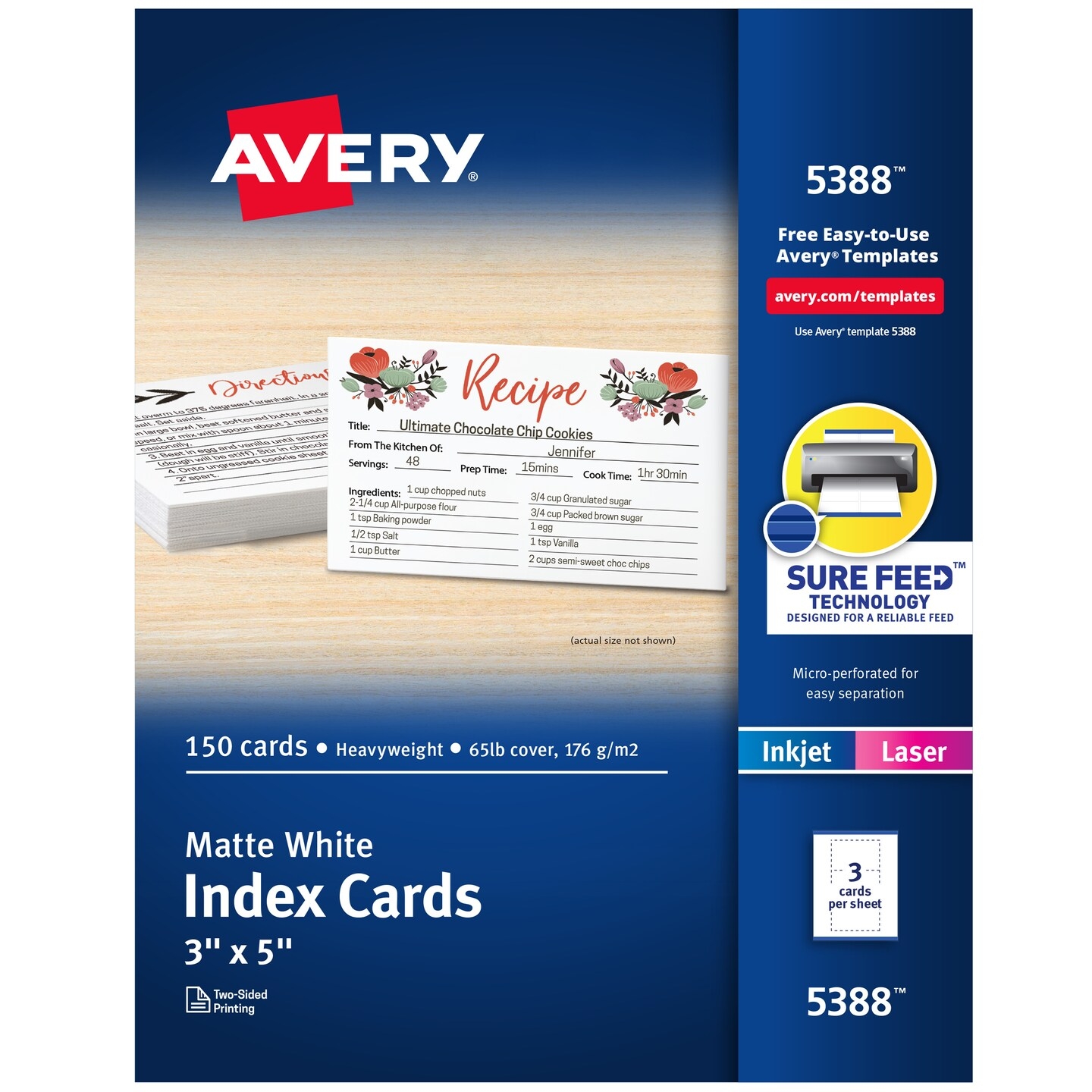 Avery Printable Index Cards With Sure Feed Technology 3 X 5 White 150 Blank Index Cards For Laser Or Inkjet Printers 5388 Michaels Avery Printable Index Cards With Sure Feed Technology 3 X 5 White 150 Blank Index Cards For Laser Or Inkjet Printers 5388 Michaels