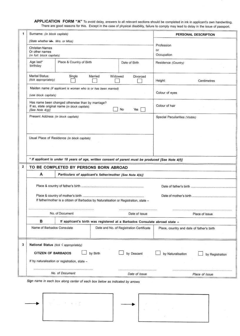 Passport Application Printable Form