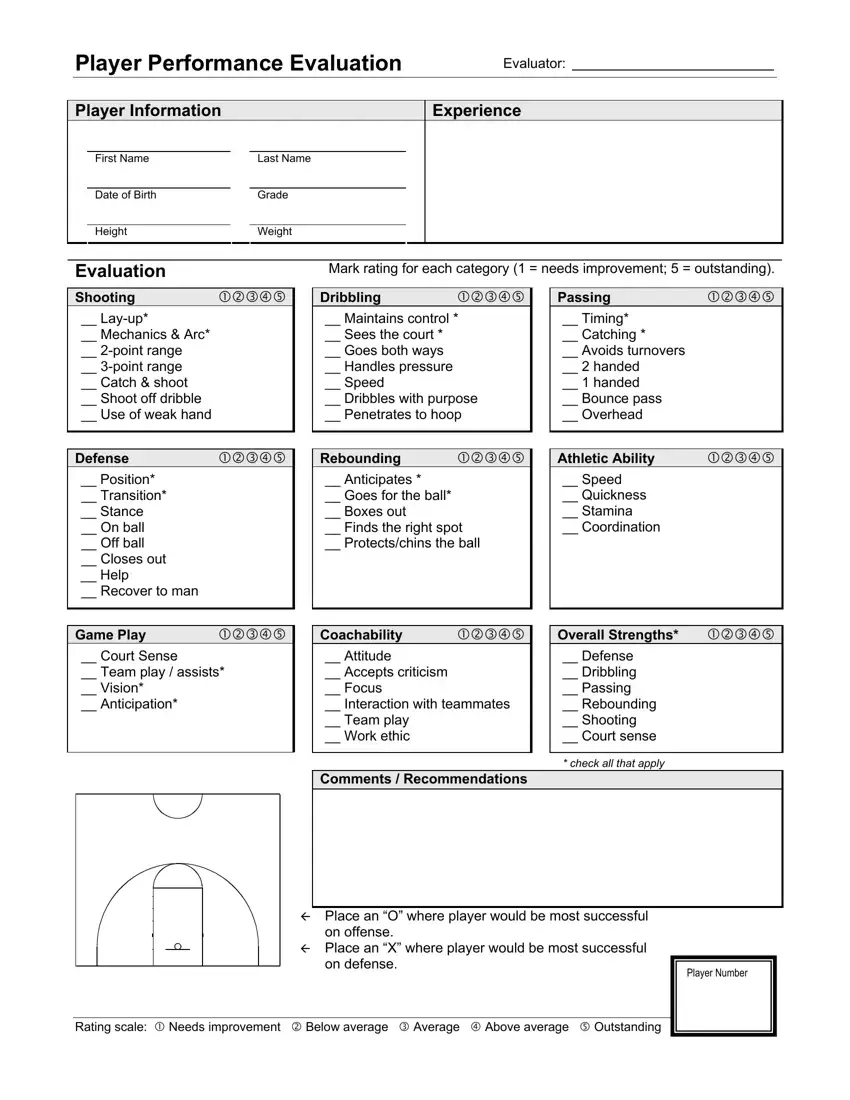 Basketball Evaluation Form Fill Out Printable PDF Forms Online