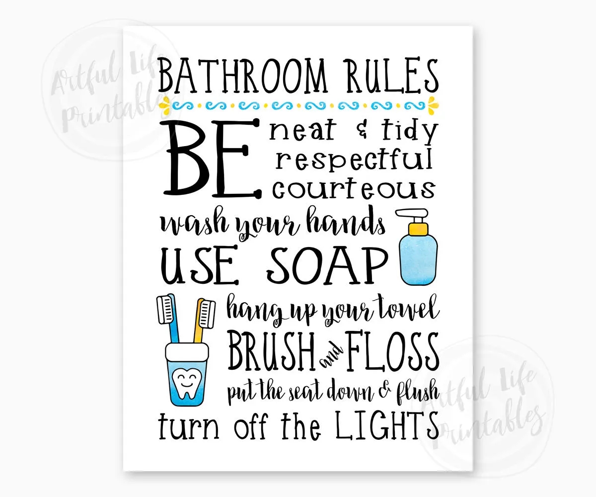 BATHROOM RULES Kids Bathroom Sign Family Bathroom Rules Bathroom Wall Art Bathroom Decor Bathroom Printables Instant Download Etsy BATHROOM RULES Kids Bathroom Sign Family Bathroom Rules Bathroom Wall Art Bathroom Decor Bathroom Printables Instant Download Etsy