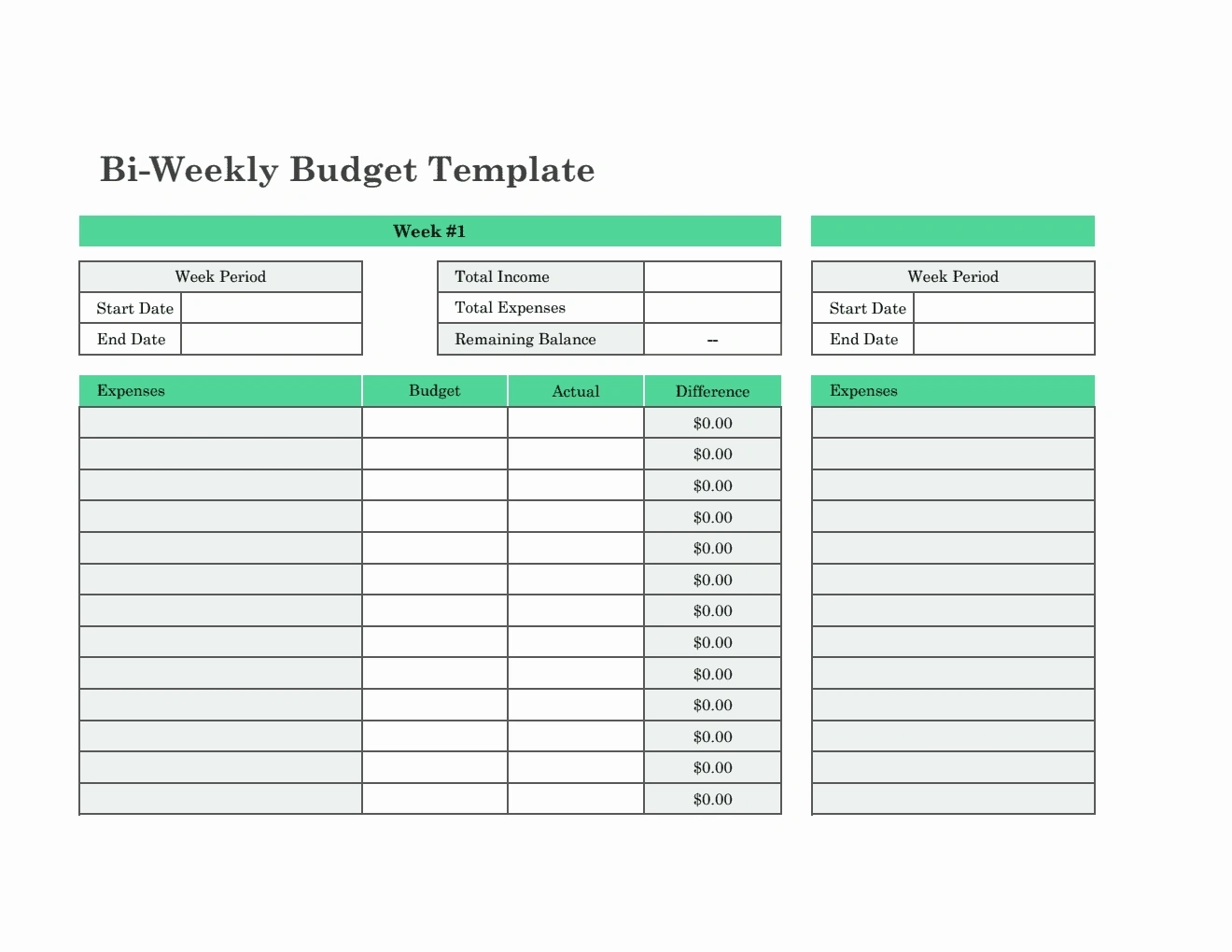 Bi Weekly Budget Template Excel Free Templates Included