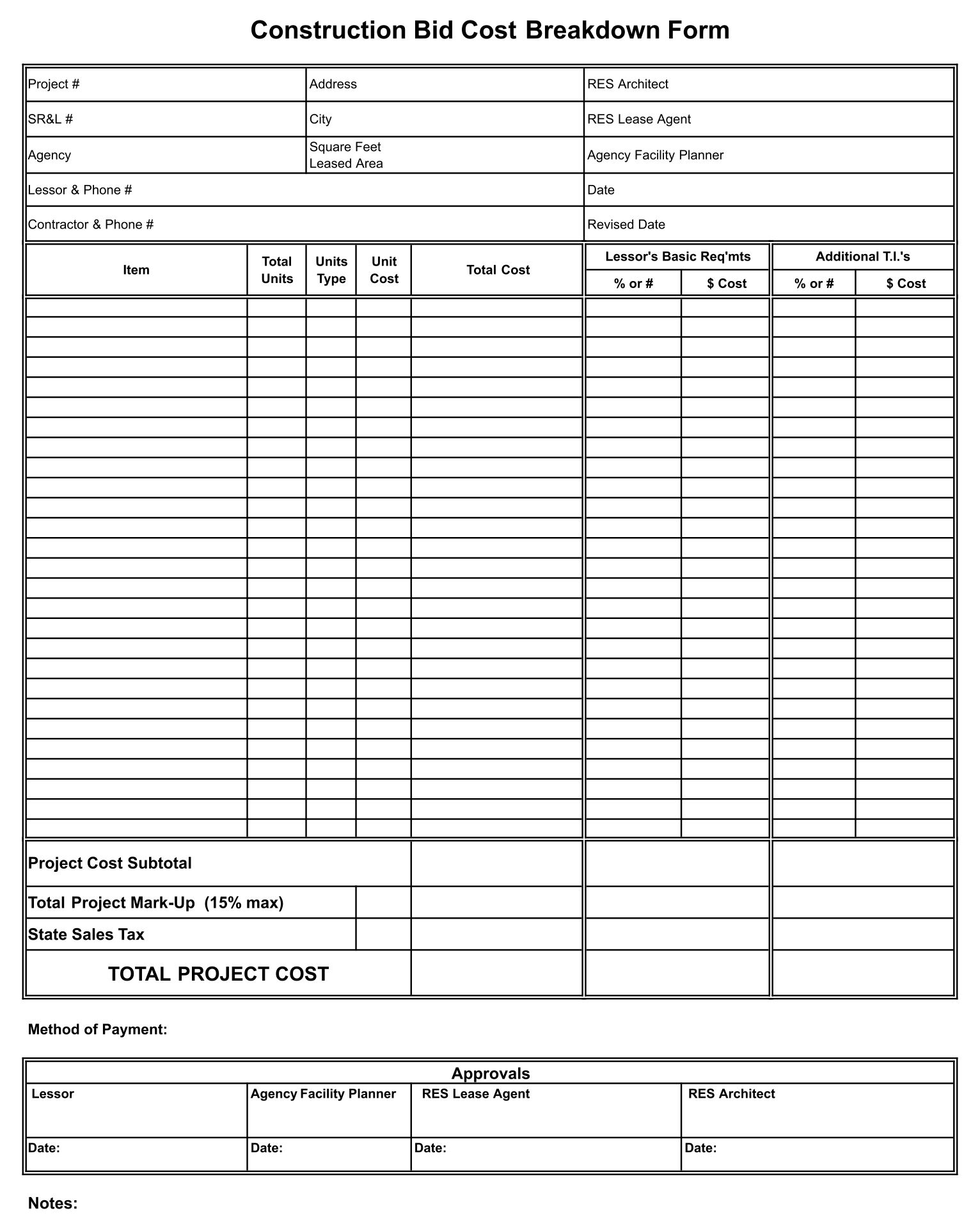 Printable Contractor Proposal Forms Printable Contractor Proposal Forms