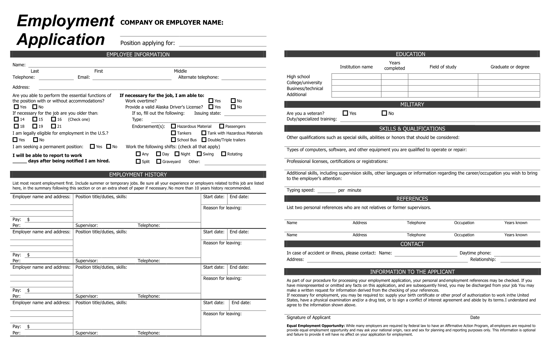 Blank Application For Employment 10 Free PDF Printables Printablee