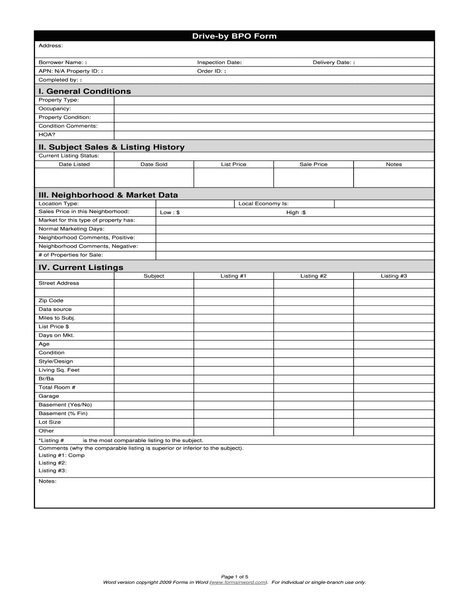 Blank Bpo Form Printable Blank PDF Online