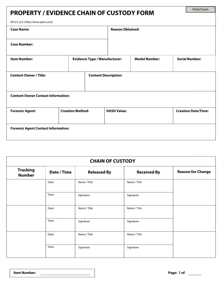 Blank Chain Of Custody Form Fill Out Printable PDF Forms Online