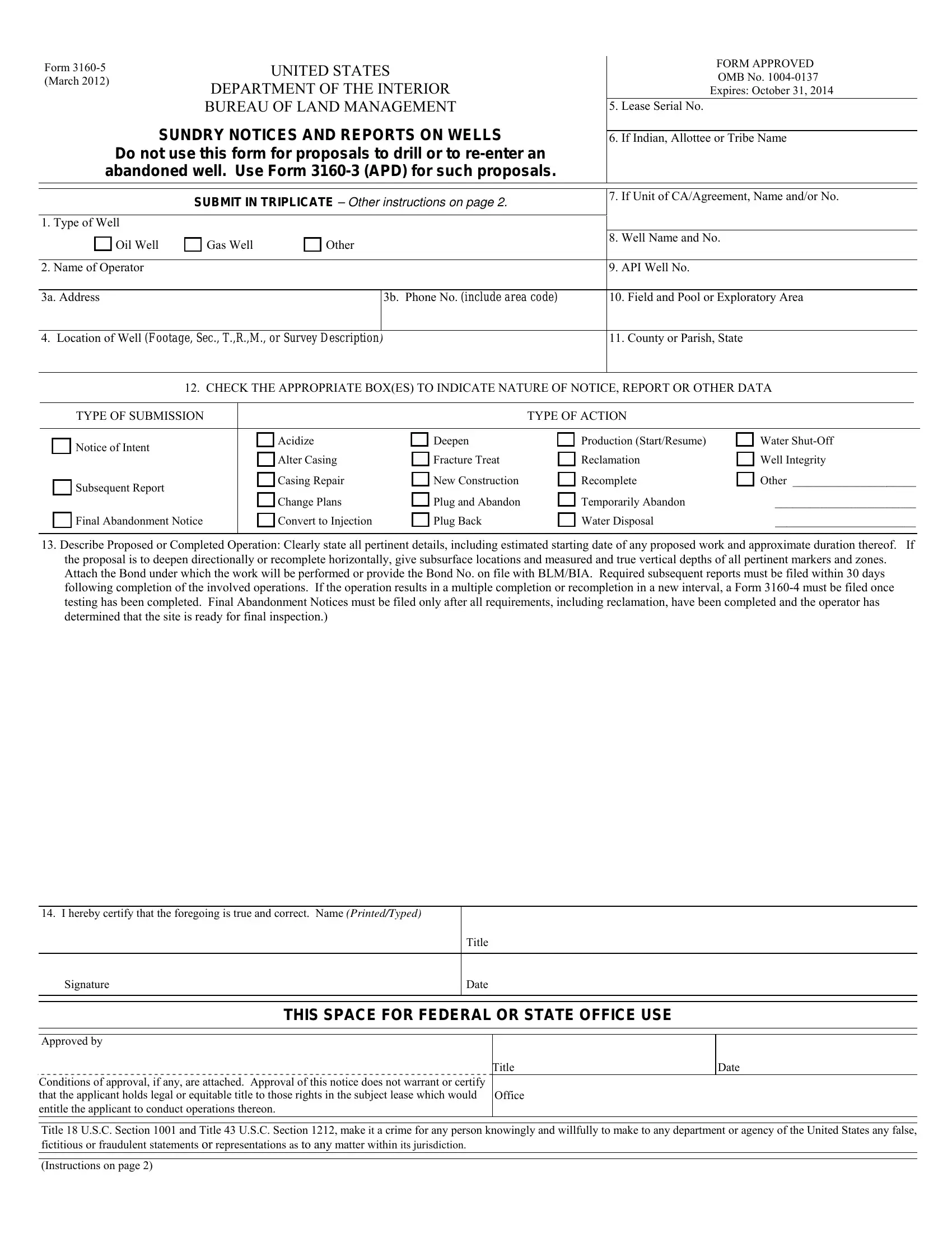 Blm Sundry Notice Form Fill Out Printable PDF Forms Online
