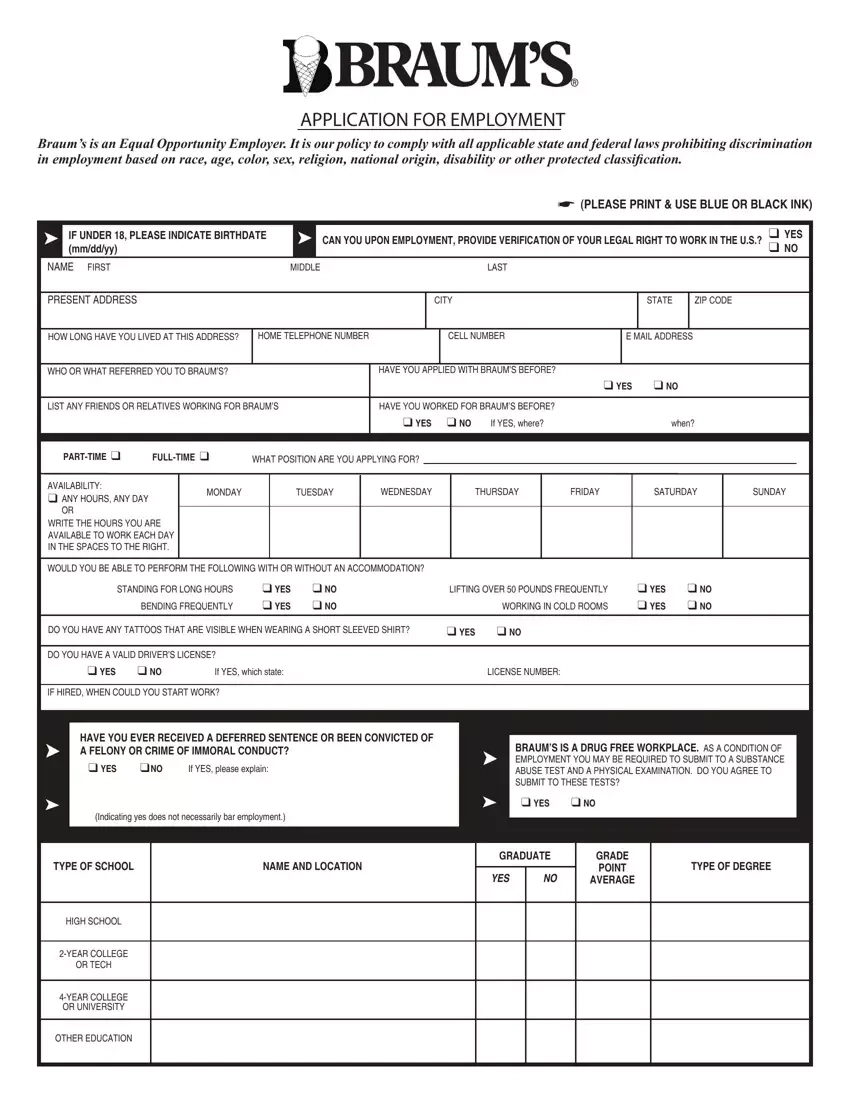 Braums Job Application Fill Out Printable PDF Forms Online