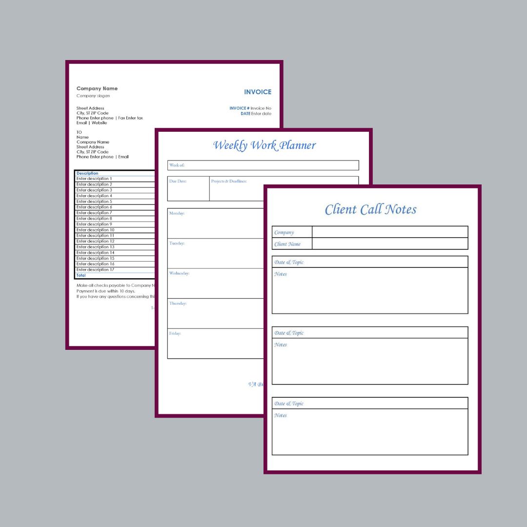 Business Forms Packet Biz Lady Digitals