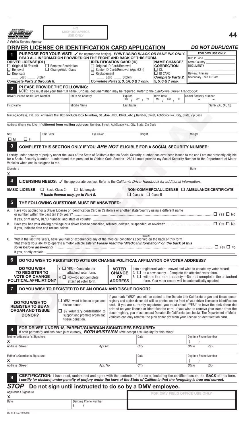 CA DMV Form DL 44 Fill Out Printable PDF Forms Online