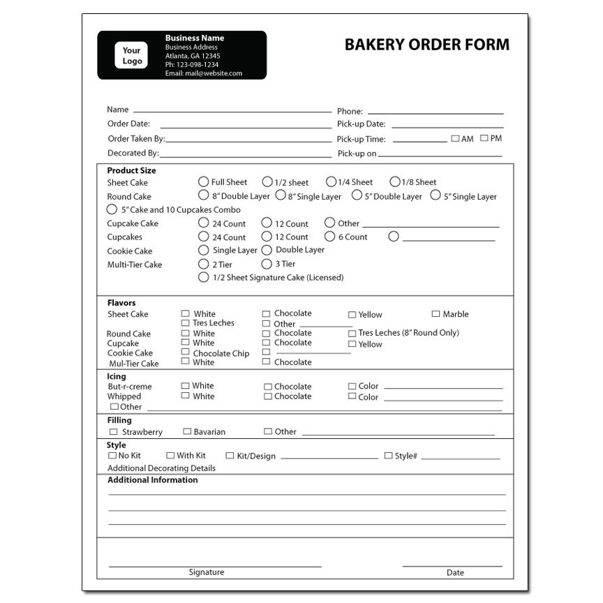 Cake Order Form Printing Personalized Carbonless Copies DesignsnPrint Cake Order Form Printing Personalized Carbonless Copies DesignsnPrint