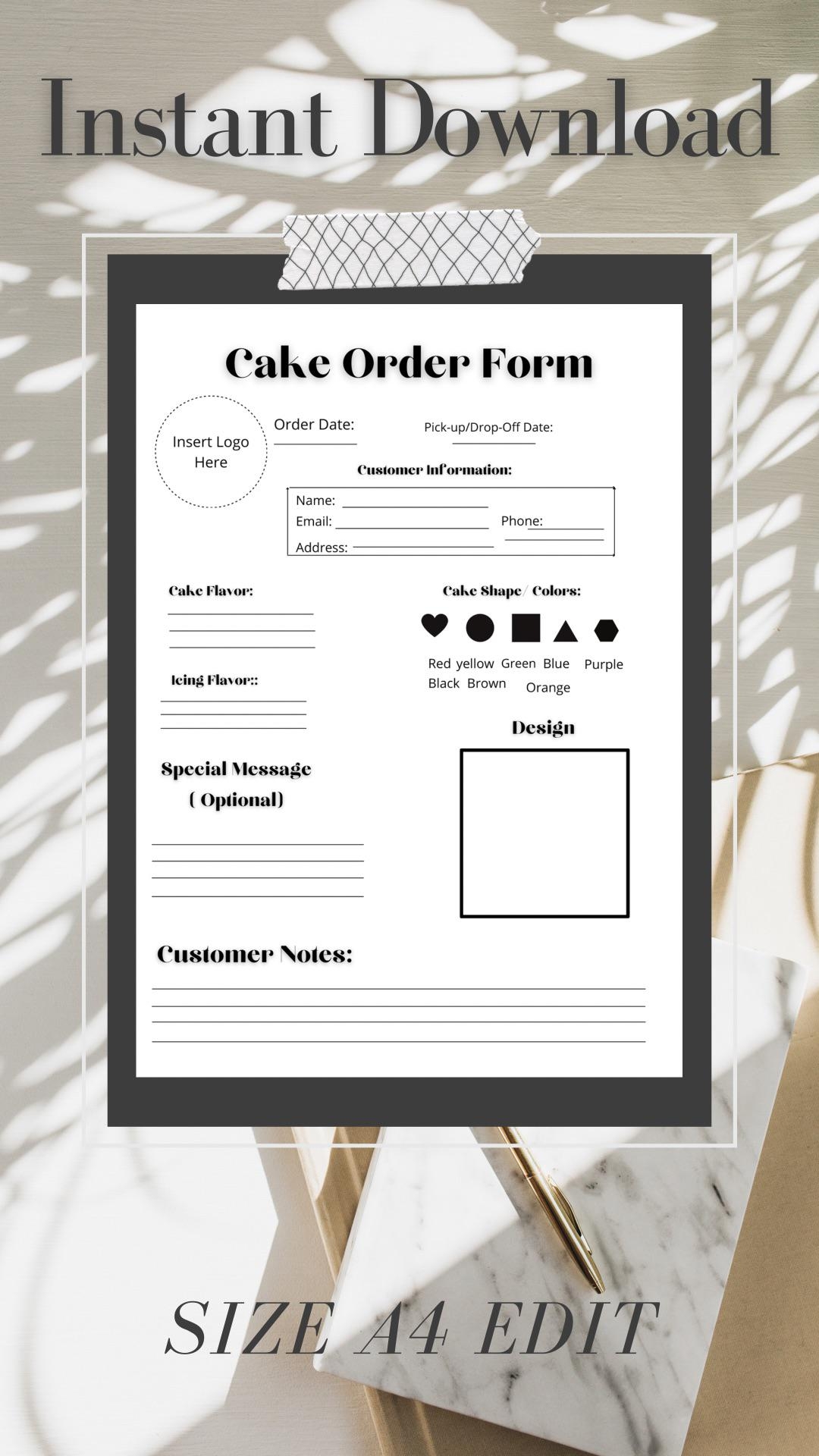 Cake Order Form Template R etsypromos