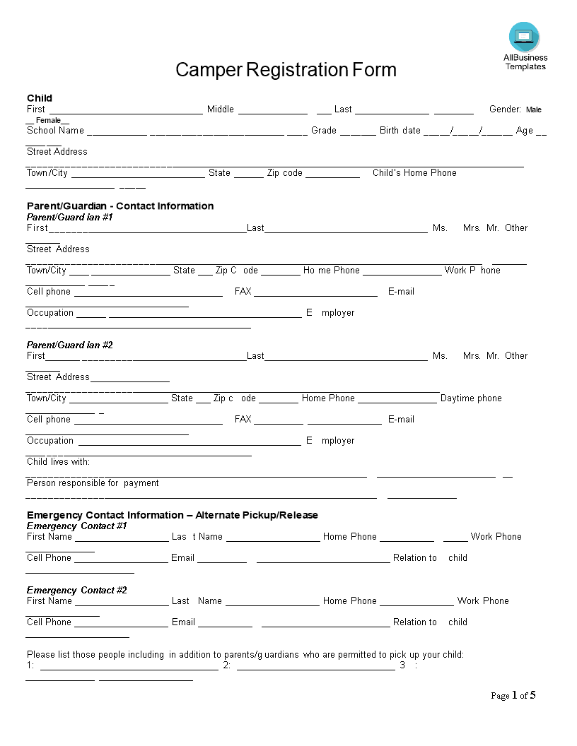 Camp Registration Form Templates At Allbusinesstemplates Camp Registration Form Templates At Allbusinesstemplates