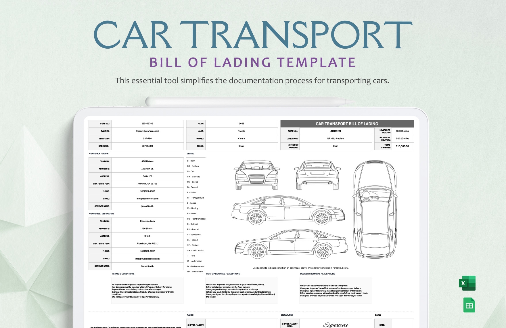 Printable Auto Haulers Form Printable Auto Haulers Form