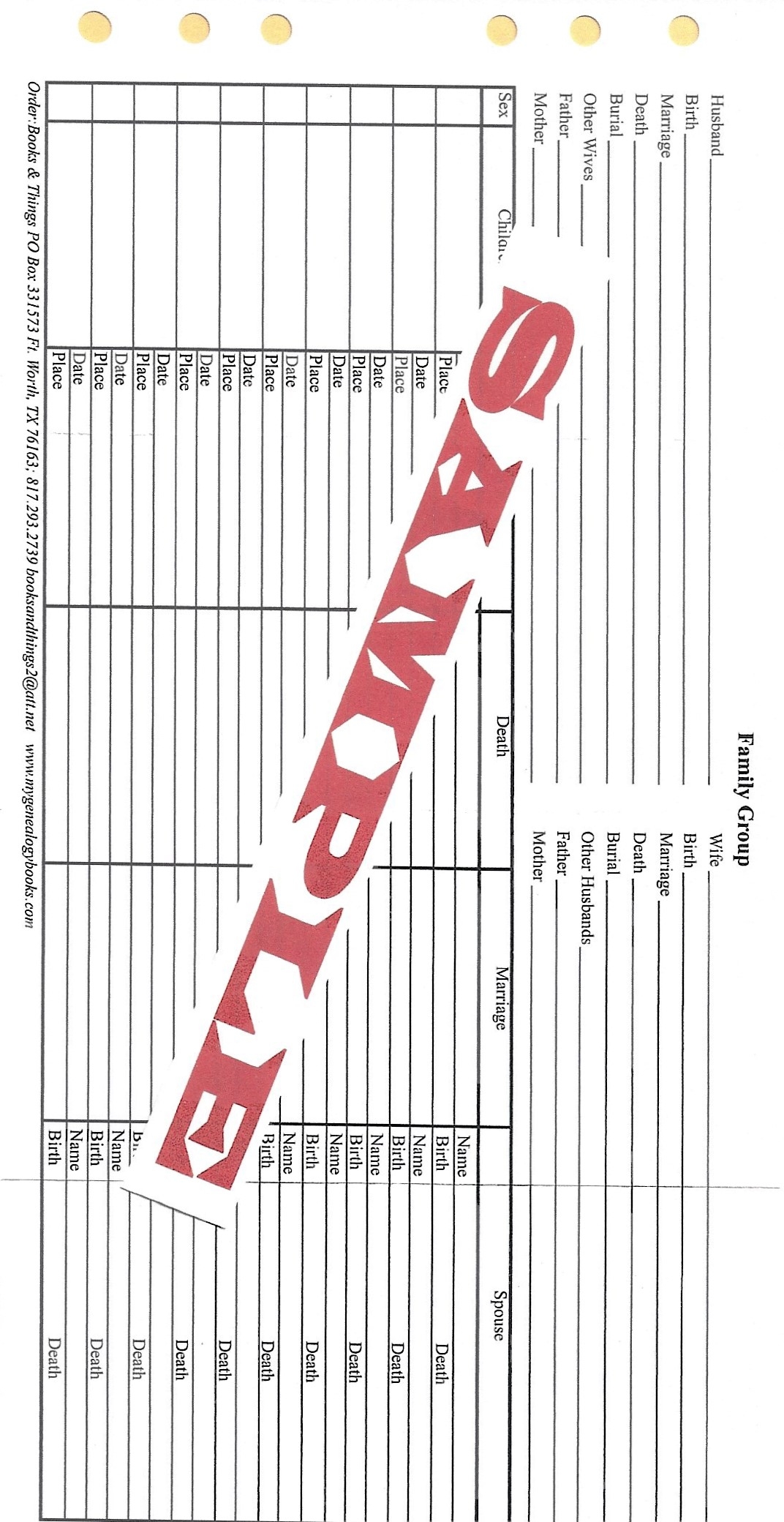 Family Record Printable Form