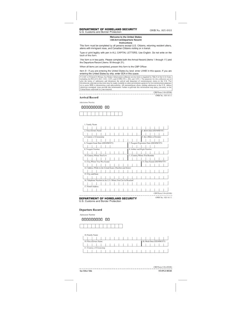 Cbp Form I 94 Fill Out Printable PDF Forms Online Cbp Form I 94 Fill Out Printable PDF Forms Online