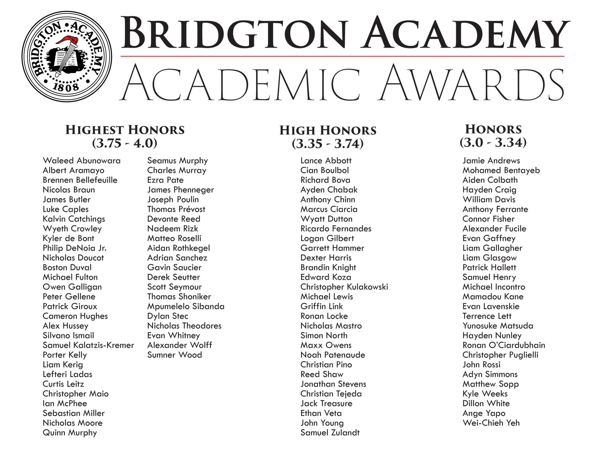 Celebrating First Semester Academic Achievements Bridgton Academy