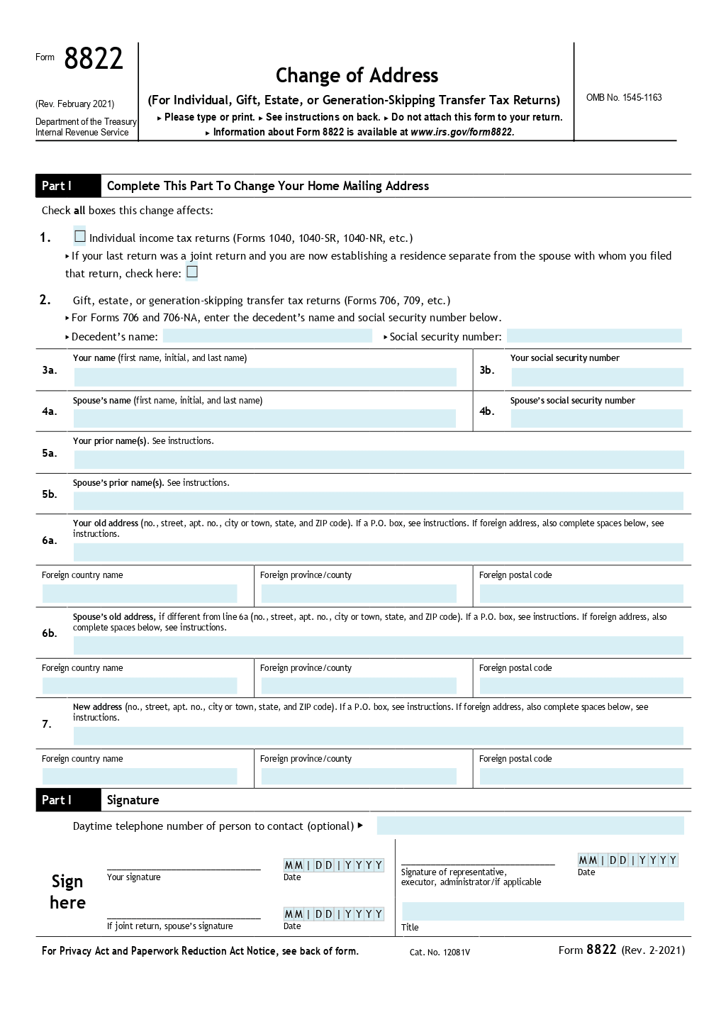 Change Of Address Form 8822 Template ONLYOFFICE