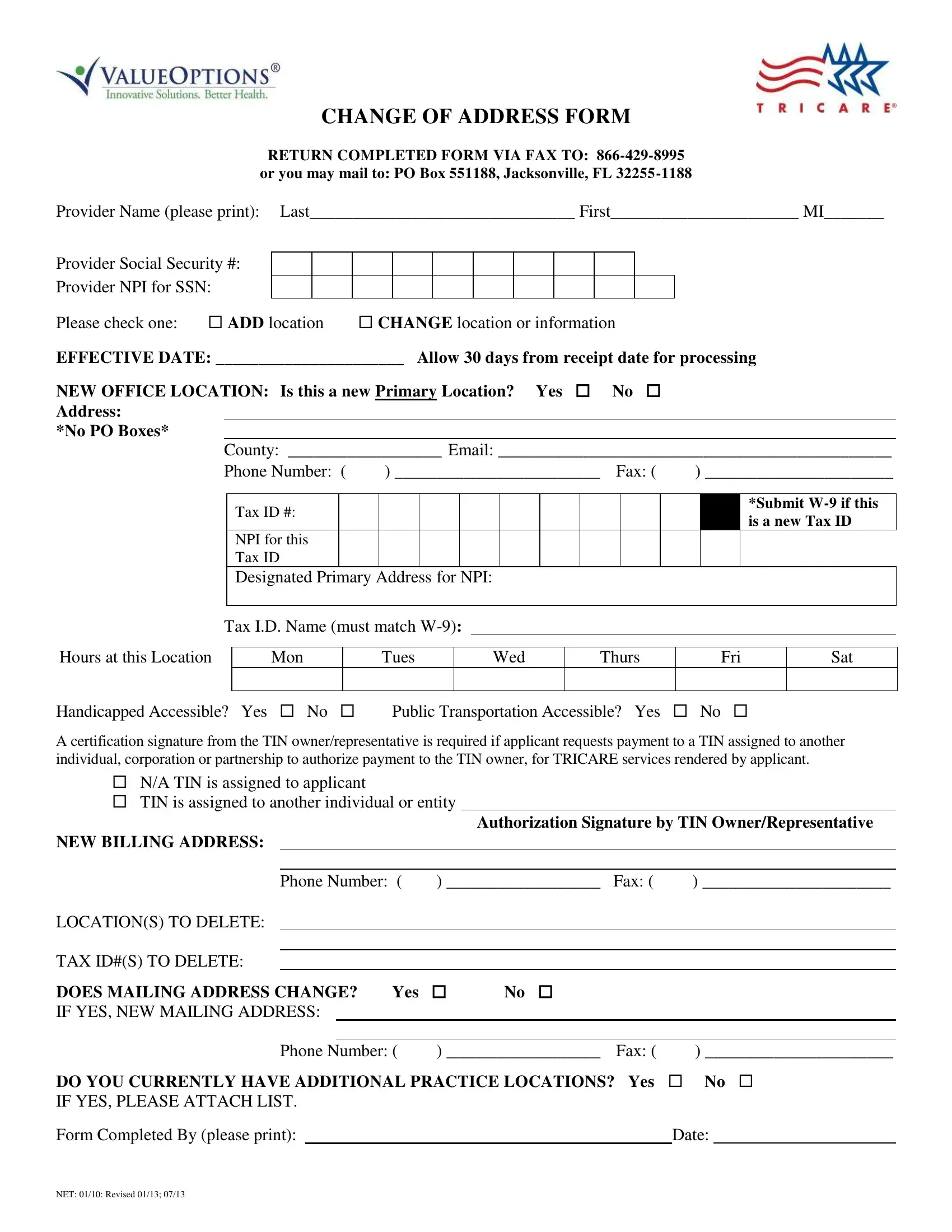 Change Of Address Form Fill Out Printable PDF Forms Online