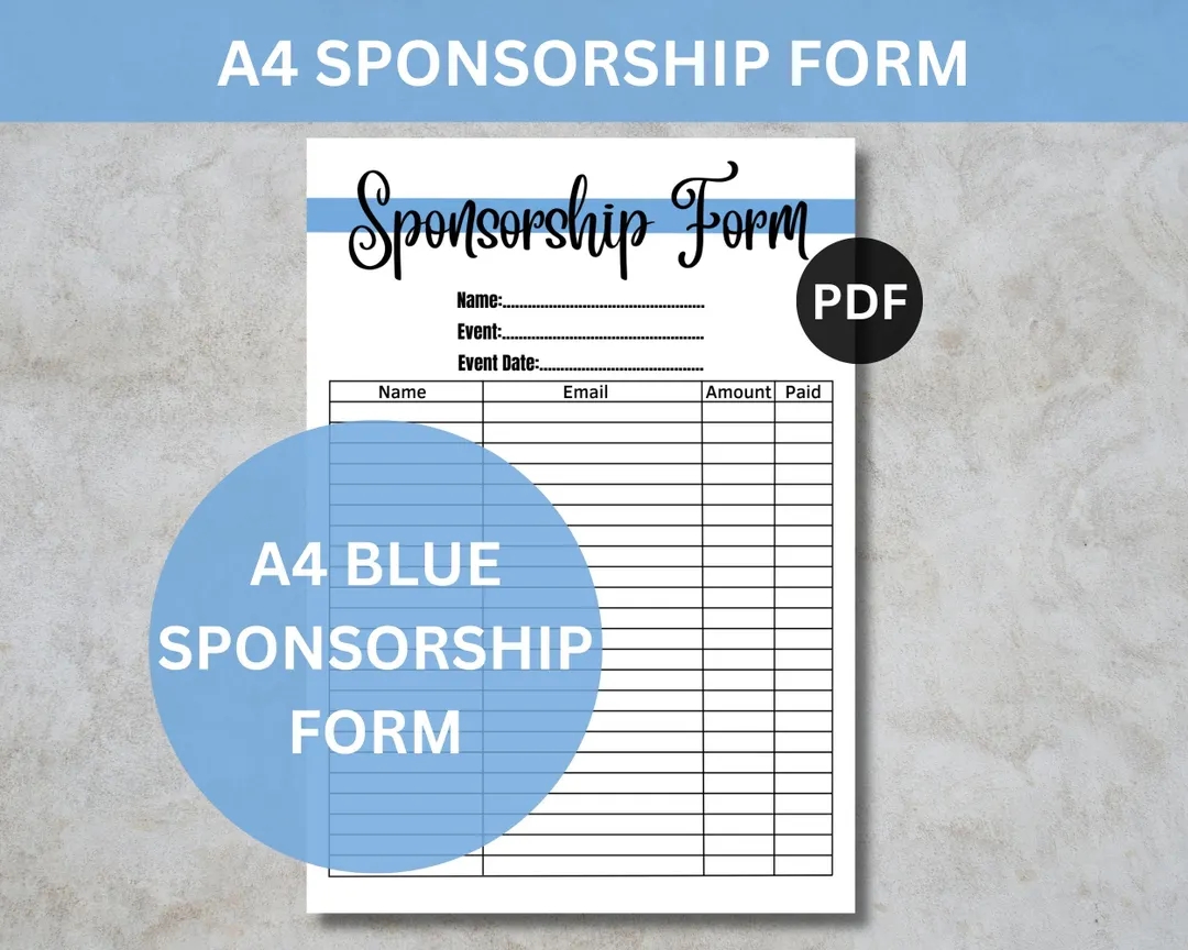 Charity Walk Printable Sponsorship Form Sponsorship
