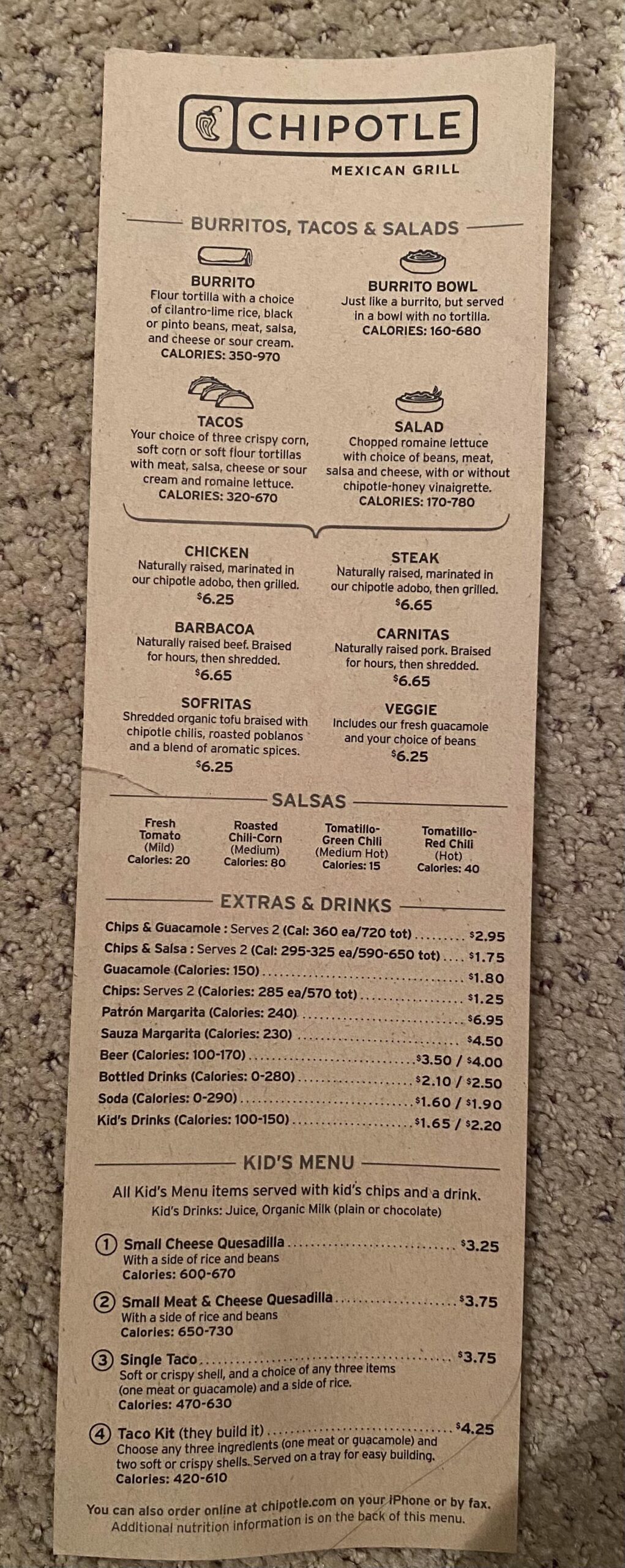Chipotle Menu From 2013 14 R Chipotle