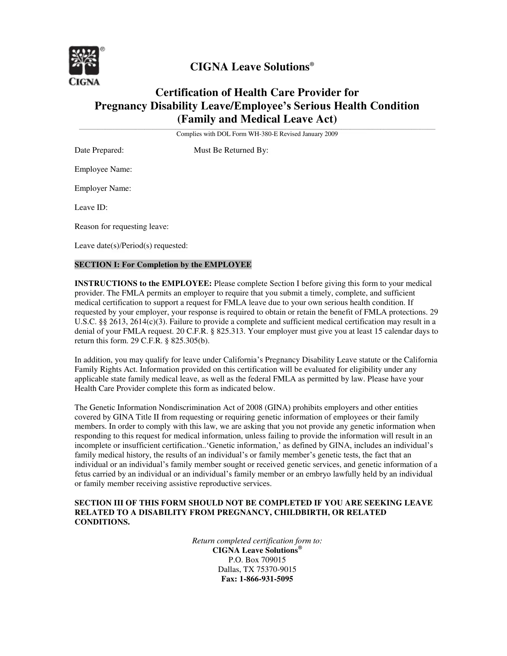 Cigna Intermittent Fmla Form Fill Out Printable PDF Forms Online Cigna Intermittent Fmla Form Fill Out Printable PDF Forms Online