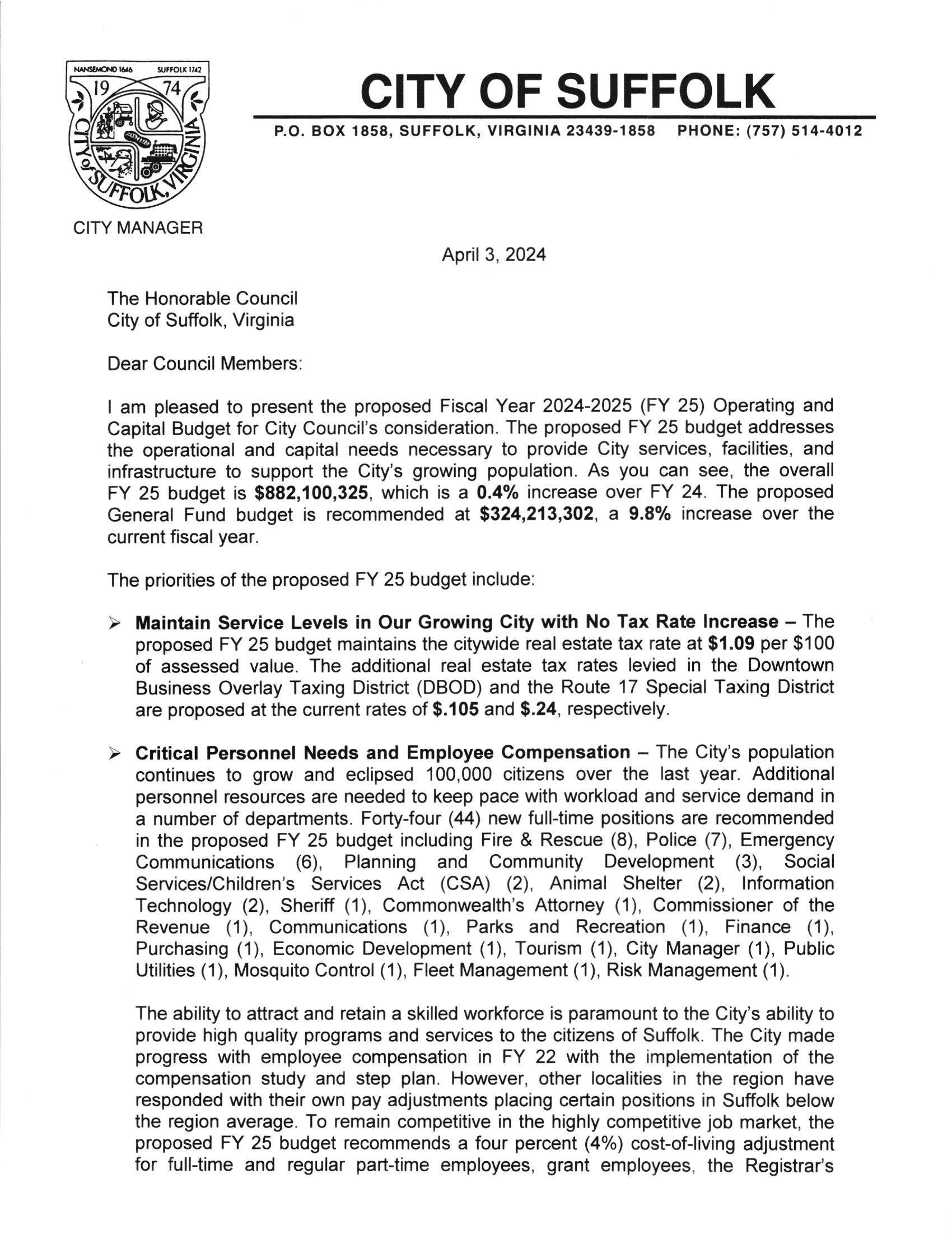 City Of Suffolk Proposed Operating amp Capital Budget FY 24 25 By City Of Suffolk Virginia Issuu