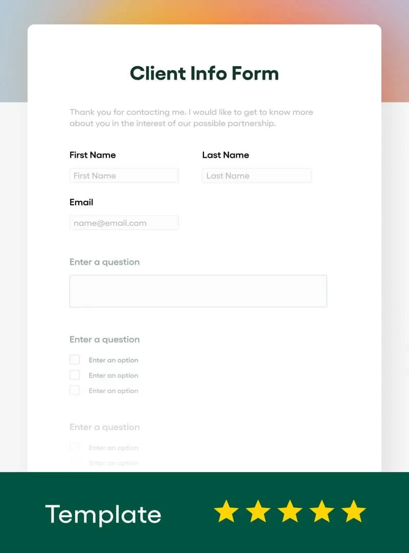 Client Info Form Template FREE 2025 Updated Bonsai