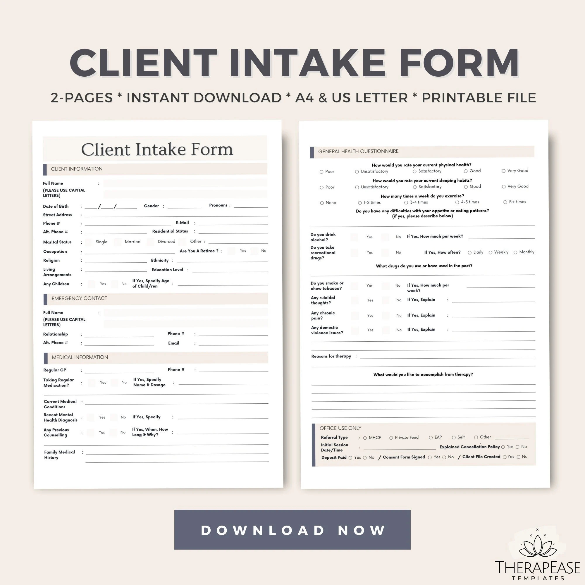 Free Printable Application For Therapy Forms
