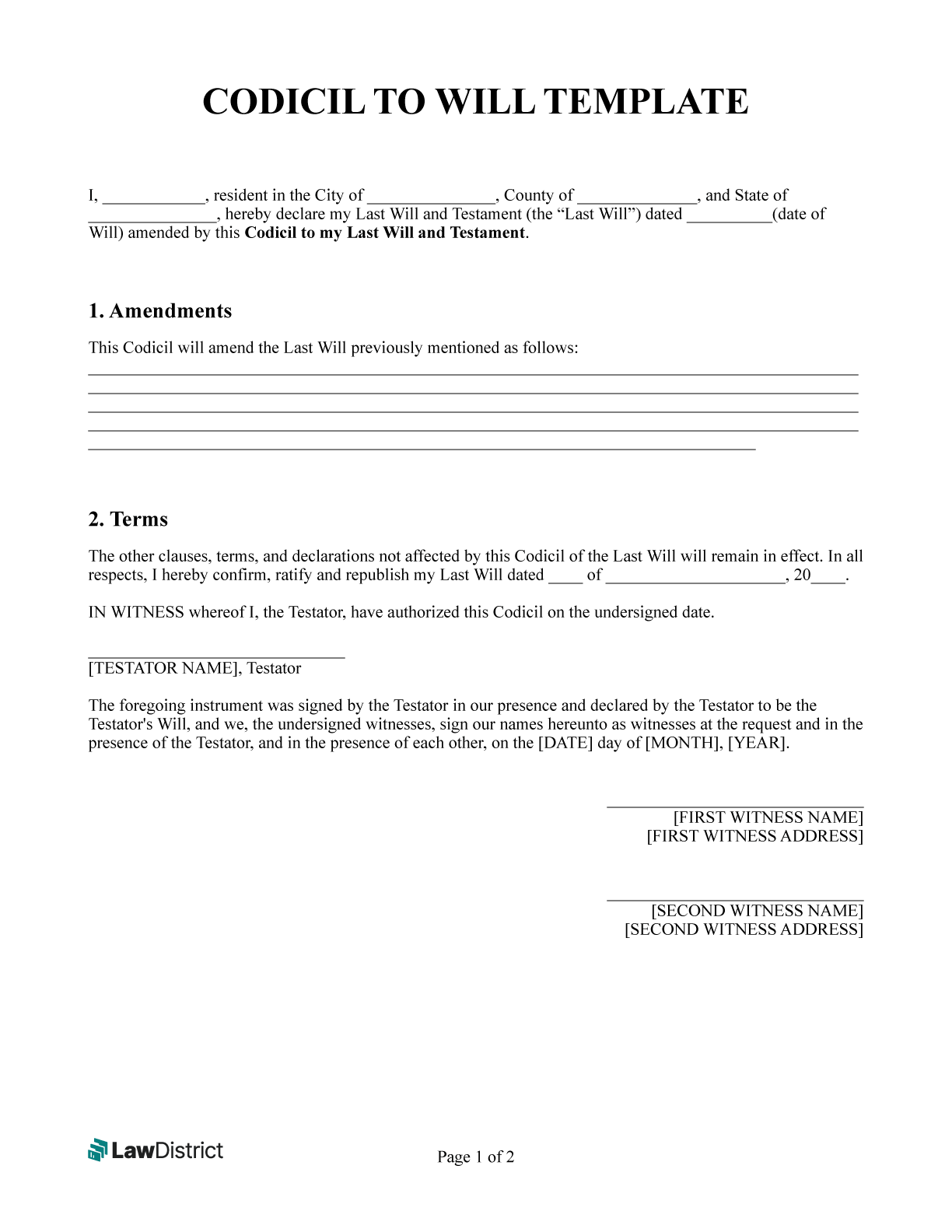 Printable Free Will Forms
