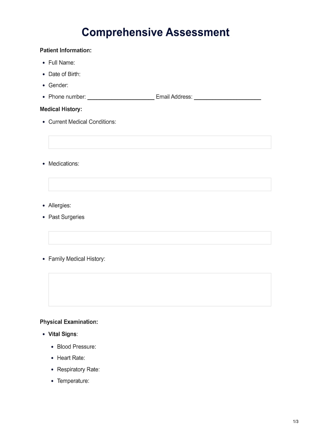 Comprehensive Assessment Example Free PDF Download